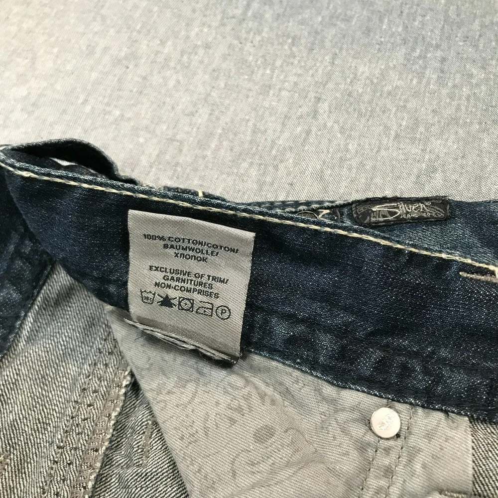 Silver Jeans Co Men's 38x32 Zac Blue Jeans Relaxed Straight Denim 100% Cotton J